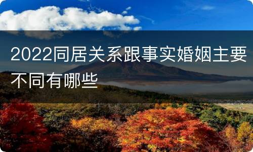2022同居关系跟事实婚姻主要不同有哪些
