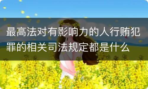 最高法对有影响力的人行贿犯罪的相关司法规定都是什么