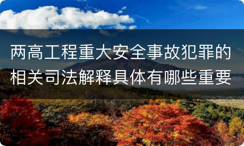 两高工程重大安全事故犯罪的相关司法解释具体有哪些重要规定