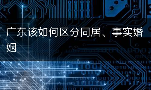 广东该如何区分同居、事实婚姻