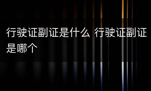 行驶证副证是什么 行驶证副证是哪个