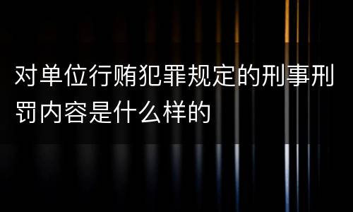 对单位行贿犯罪规定的刑事刑罚内容是什么样的