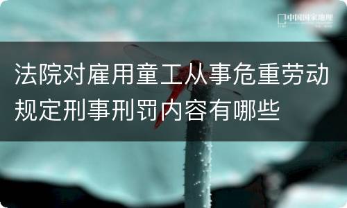 法院对雇用童工从事危重劳动规定刑事刑罚内容有哪些