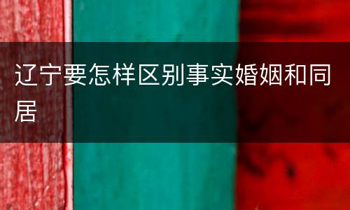 辽宁要怎样区别事实婚姻和同居