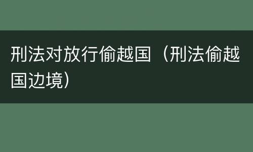 刑法对放行偷越国（刑法偷越国边境）