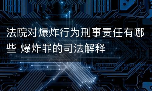 法院对爆炸行为刑事责任有哪些 爆炸罪的司法解释