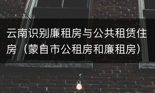 云南识别廉租房与公共租赁住房（蒙自市公租房和廉租房）