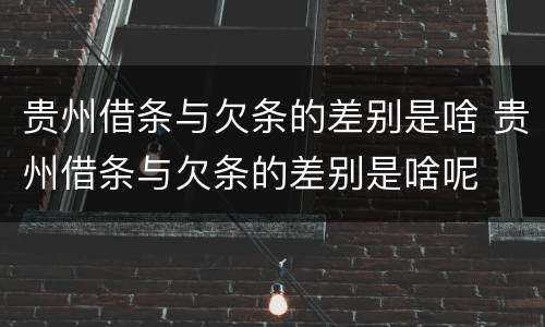 贵州借条与欠条的差别是啥 贵州借条与欠条的差别是啥呢