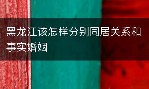 黑龙江该怎样分别同居关系和事实婚姻