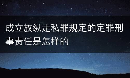成立放纵走私罪规定的定罪刑事责任是怎样的