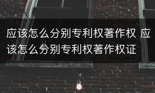 应该怎么分别专利权著作权 应该怎么分别专利权著作权证
