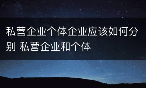 私营企业个体企业应该如何分别 私营企业和个体