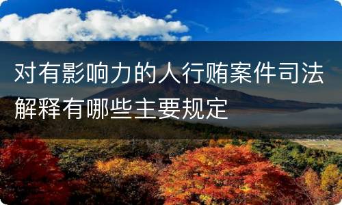 对有影响力的人行贿案件司法解释有哪些主要规定