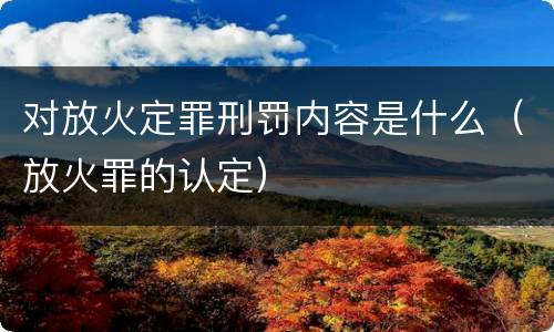 对放火定罪刑罚内容是什么（放火罪的认定）