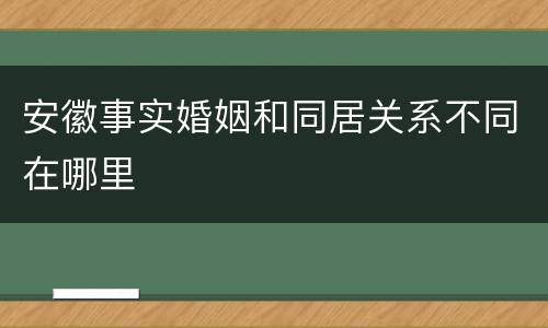 安徽事实婚姻和同居关系不同在哪里
