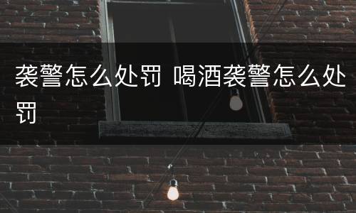 袭警怎么处罚 喝酒袭警怎么处罚