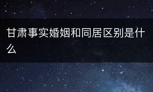甘肃事实婚姻和同居区别是什么