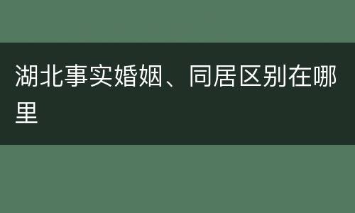 湖北事实婚姻、同居区别在哪里