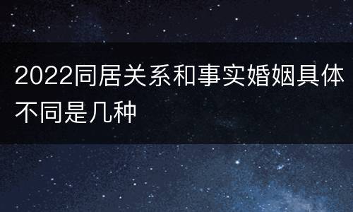 2022同居关系和事实婚姻具体不同是几种
