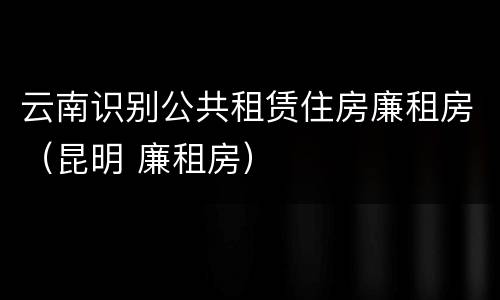 云南识别公共租赁住房廉租房（昆明 廉租房）