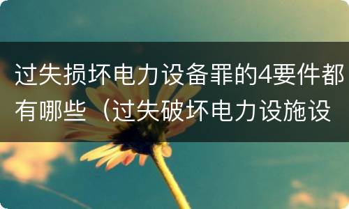 过失损坏电力设备罪的4要件都有哪些（过失破坏电力设施设备罪）