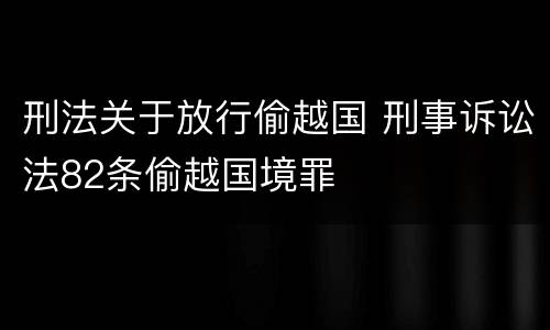刑法关于放行偷越国 刑事诉讼法82条偷越国境罪