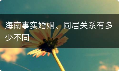 海南事实婚姻、同居关系有多少不同