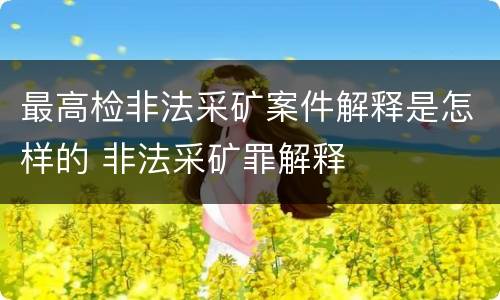 最高检非法采矿案件解释是怎样的 非法采矿罪解释