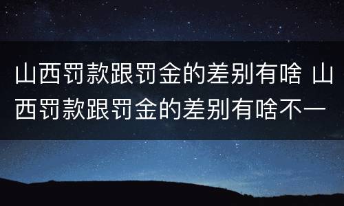 山西罚款跟罚金的差别有啥 山西罚款跟罚金的差别有啥不一样