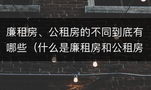 廉租房、公租房的不同到底有哪些（什么是廉租房和公租房两个有什么特点）