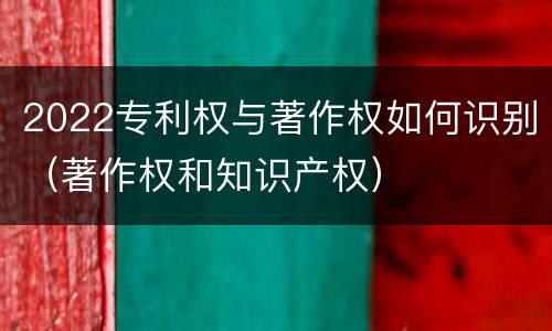 2022专利权与著作权如何识别（著作权和知识产权）