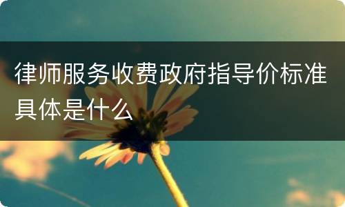 律师服务收费政府指导价标准具体是什么