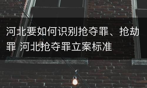 河北要如何识别抢夺罪、抢劫罪 河北抢夺罪立案标准