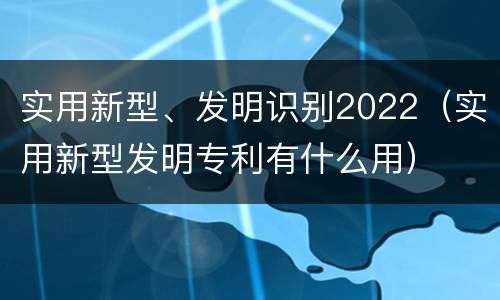 实用新型、发明识别2022（实用新型发明专利有什么用）