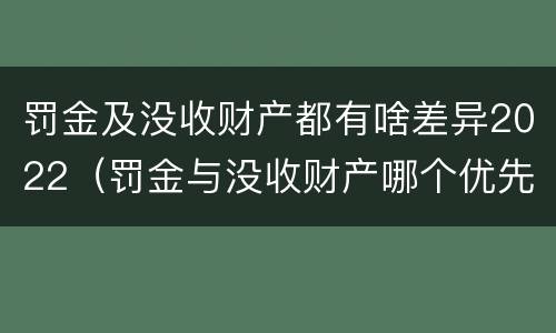 罚金及没收财产都有啥差异2022（罚金与没收财产哪个优先）