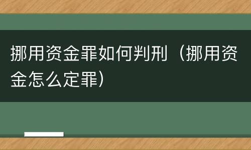 挪用资金罪如何判刑（挪用资金怎么定罪）