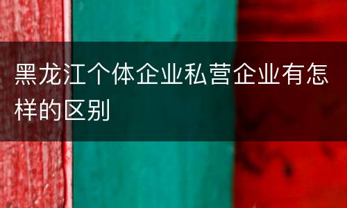 黑龙江个体企业私营企业有怎样的区别