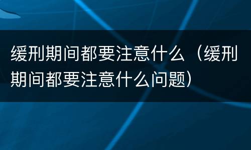 缓刑期间都要注意什么（缓刑期间都要注意什么问题）
