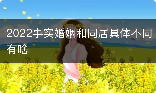 2022事实婚姻和同居具体不同有啥