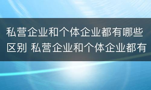 私营企业和个体企业都有哪些区别 私营企业和个体企业都有哪些区别和联系
