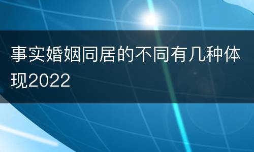 事实婚姻同居的不同有几种体现2022