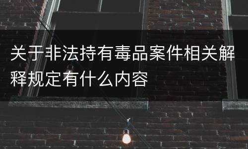 关于非法持有毒品案件相关解释规定有什么内容