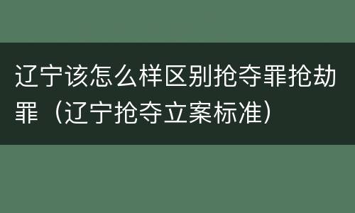 辽宁该怎么样区别抢夺罪抢劫罪（辽宁抢夺立案标准）
