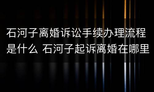 石河子离婚诉讼手续办理流程是什么 石河子起诉离婚在哪里办?