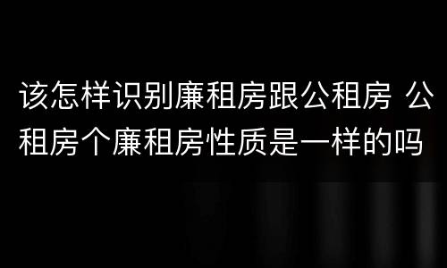 该怎样识别廉租房跟公租房 公租房个廉租房性质是一样的吗
