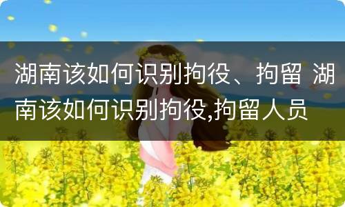 湖南该如何识别拘役、拘留 湖南该如何识别拘役,拘留人员