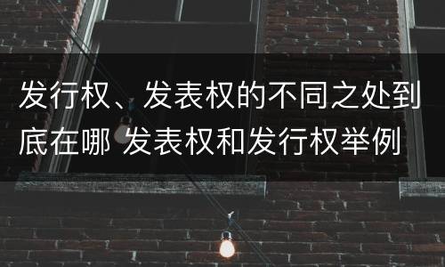发行权、发表权的不同之处到底在哪 发表权和发行权举例