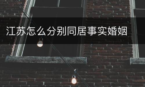 江苏怎么分别同居事实婚姻