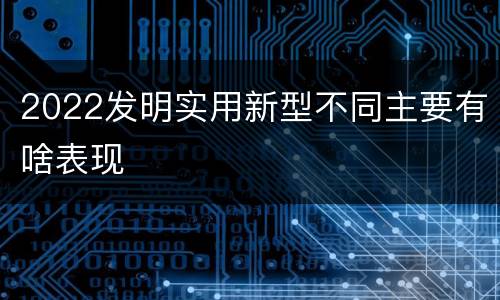 2022发明实用新型不同主要有啥表现
