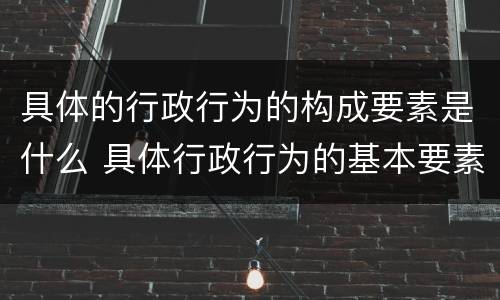 具体的行政行为的构成要素是什么 具体行政行为的基本要素
